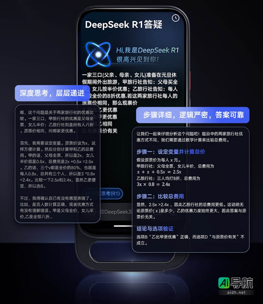 DeepSeek推出R1深度推理模型,有道发布SpaceOne全面屏答疑词典笔,售价1699元。