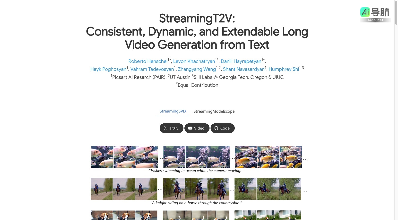 StreamingT2V的封面图